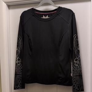 Smitten Black Long Sleeve Top with Silver Accents